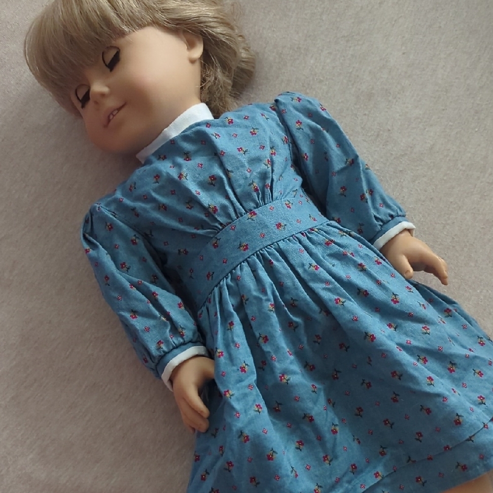 Classic Blue Floral Doll Dress for Kids Toys - Blue